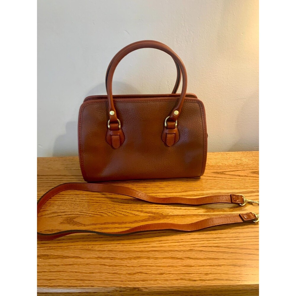 Leather & Co. by Liz Claiborne Brown Leather Crossbody Purse Bag Satchel Round - Picture 11 of 13